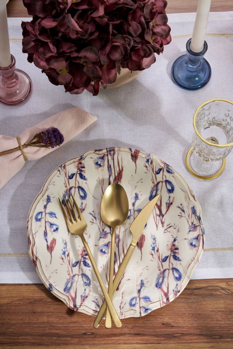 Hermia Blue Rustica Juego de Cena de 24 Piezas en Porcelana Azul Marino y Burdeos Hermia Blue Rustica Juego de Cena de 24 Piezas en Porcelana Azul Marino y Burdeos